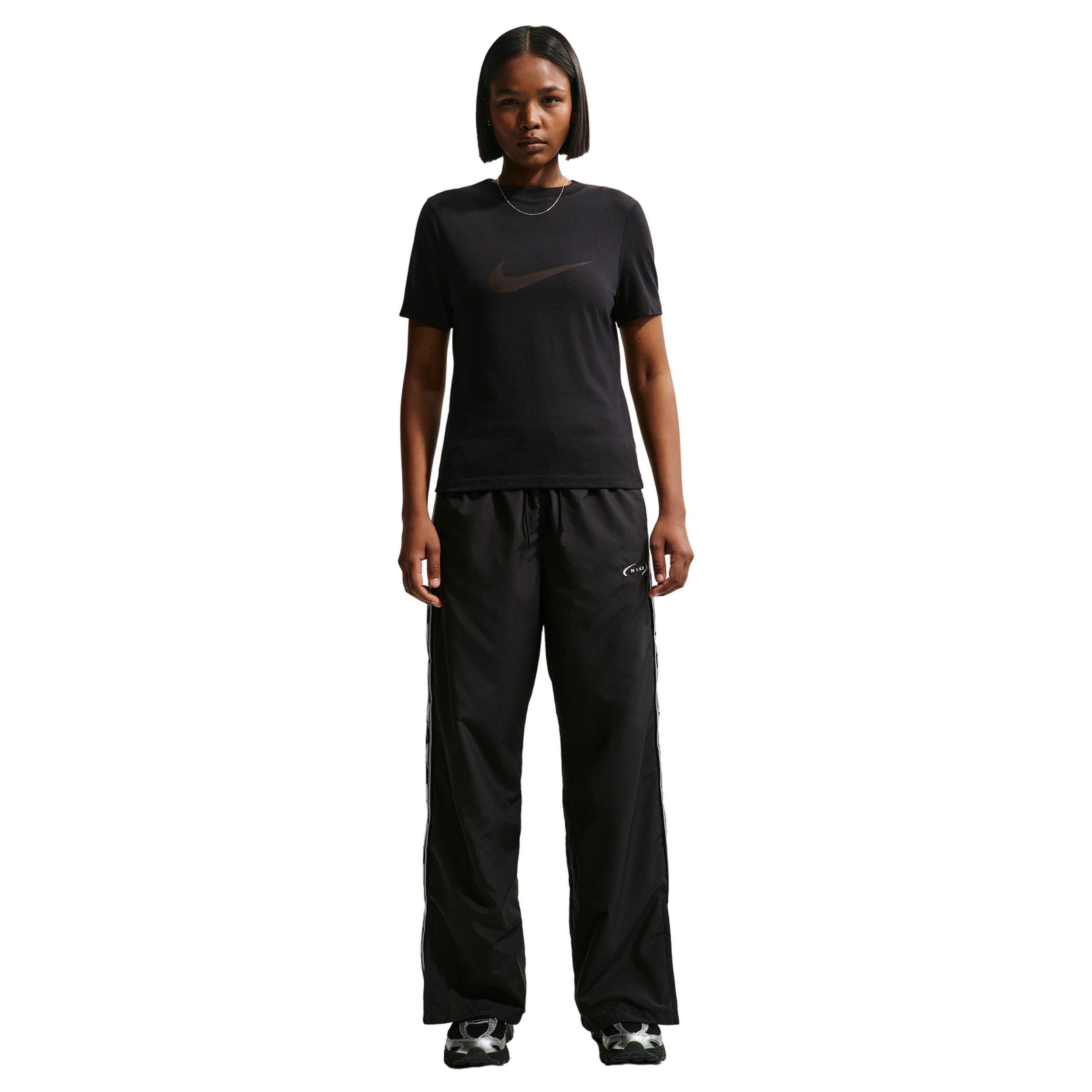 Nike Women's Sportswear Slim Short-Sleeve Burnout Logo Top - BLACK